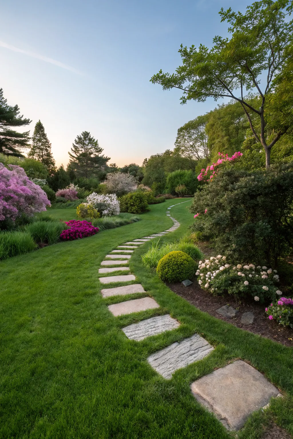 Garden walkway with plantings