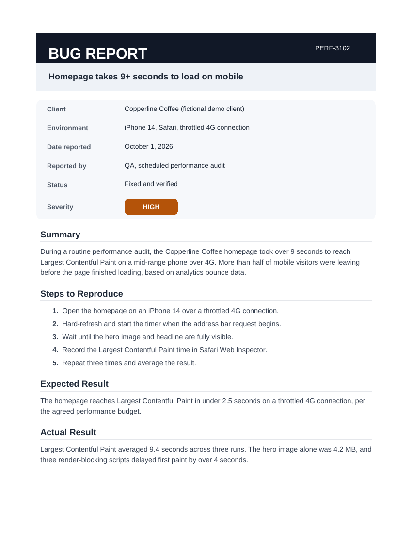Bug report PERF-3102
